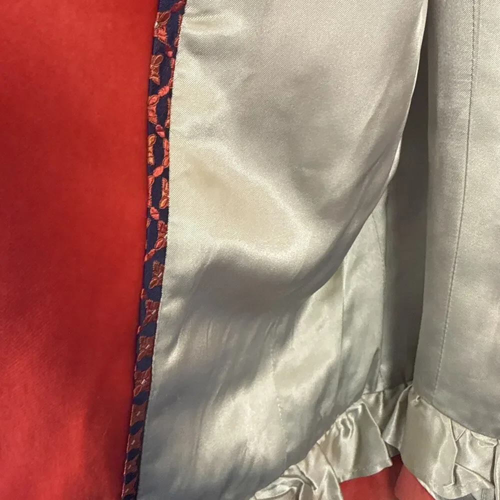 J Crew Velvet Women Cotton Red Holiday Blazer Jacket Aprox. size 8 Plz Measure!